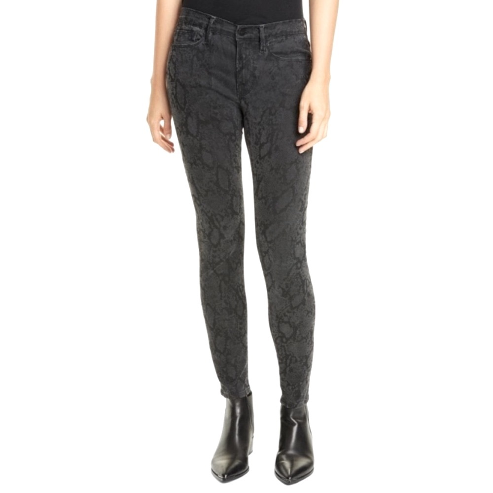 Frame “Le Skinny” Tonal Snake Print Jeans Gray High Rise Sz 27 NWT